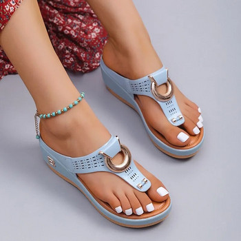 2024 Нови дамски летни сандали Плажни обувки с отворени пръсти Джапанки Танкетки Удобни чехли Сладки сандали Zapatillas Casa Mujer