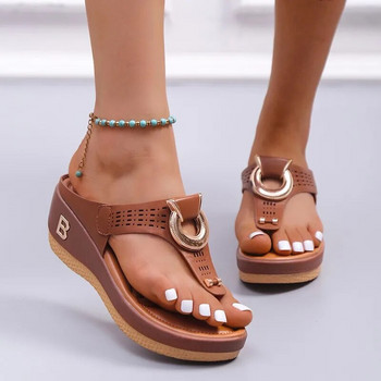 2024 Нови дамски летни сандали Плажни обувки с отворени пръсти Джапанки Танкетки Удобни чехли Сладки сандали Zapatillas Casa Mujer