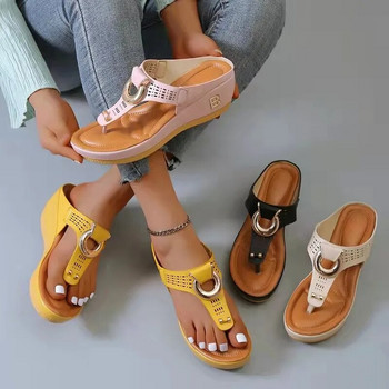 2024 Νέα γυναικεία καλοκαιρινά σανδάλια ανοιχτά παπούτσια παραλίας Σαγιονάρες σφήνες Άνετες παντόφλες Χαριτωμένα σανδάλια Zapatillas Casa Mujer