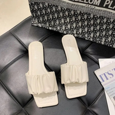 Sieviešu plakanas čības 2023. gada vasara Jaunas, stilīgas, kroku sandales sievietēm, ikdienas čības, tīras krāsas sieviešu apavi A043