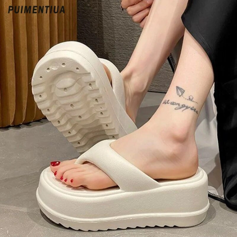 Ķīļi Sieviešu Čības Platformas Sandales Augstpapēžu Kurpes Vasaras Sieviešu Kurpes Pludmales Flip Flops Candy Color Slides Čības Sievietēm 2023
