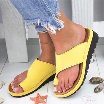Дамски летни сандали Удобни обувки на равна платформа Дамски подметки Ежедневни меки сандали с големи пръсти Ортопедични чехли с коректор на буниона