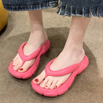 Нови модни джапанки на платформа Дамски лято 2023 г. Дебела подметка Нехлъзгащи се плажни чехли Дамски маркови дизайнерски сандали с клинове с пръсти