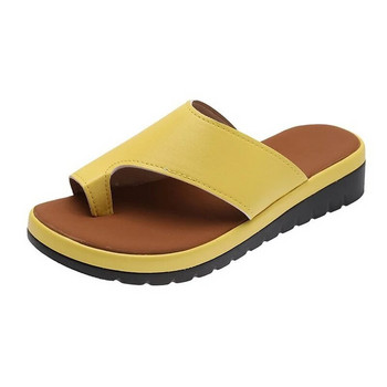 Дамски чехли Нови летни кожени джапанки Чехли с платформа Ежедневни плажни сандали на открито Дамски обувки Домашни пързалки с отворени пръсти