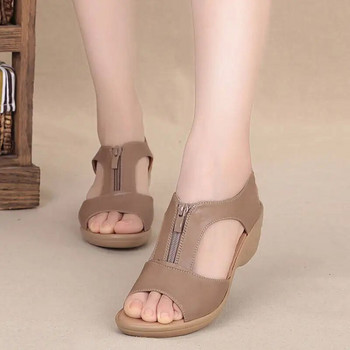 Летни дамски сандали 2022 г. Сандали с клин с цип Сандали с голям размер Плоски дамски обувки Сандали Дамски римски сандали zapatos de mujer