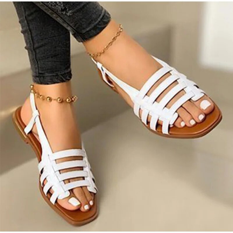 Sieviešu sandales Sieviešu vasaras tukšas romiešu kurpes 2024. gada sieviešu gladiators, pludmales plakans sieviešu apavi lielizmēra 35-43