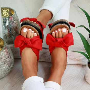 Дамски сандали 2023 Летни ретро сандали на платформа Женски модни лък Леопардови плажни чехли Дамски голям размер