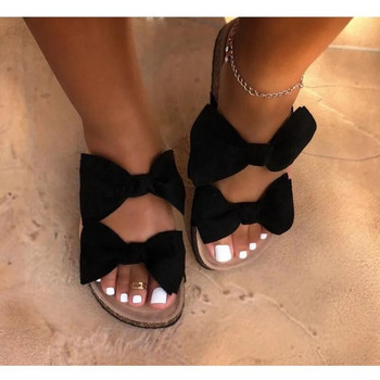 Нови летни дамски сандали Плоски обувки с копринен лък Дамски плажни обувки Чехли Модни студентски домашни домашни ежедневни чехли 35-43