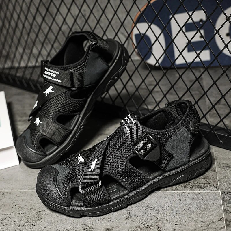 Vīriešu pārgājienu sporta sandales, sporta sandales ar regulējamu 3 siksnu dizainu, vieglas, neslīdošas, arkas atbalstu un ērtas