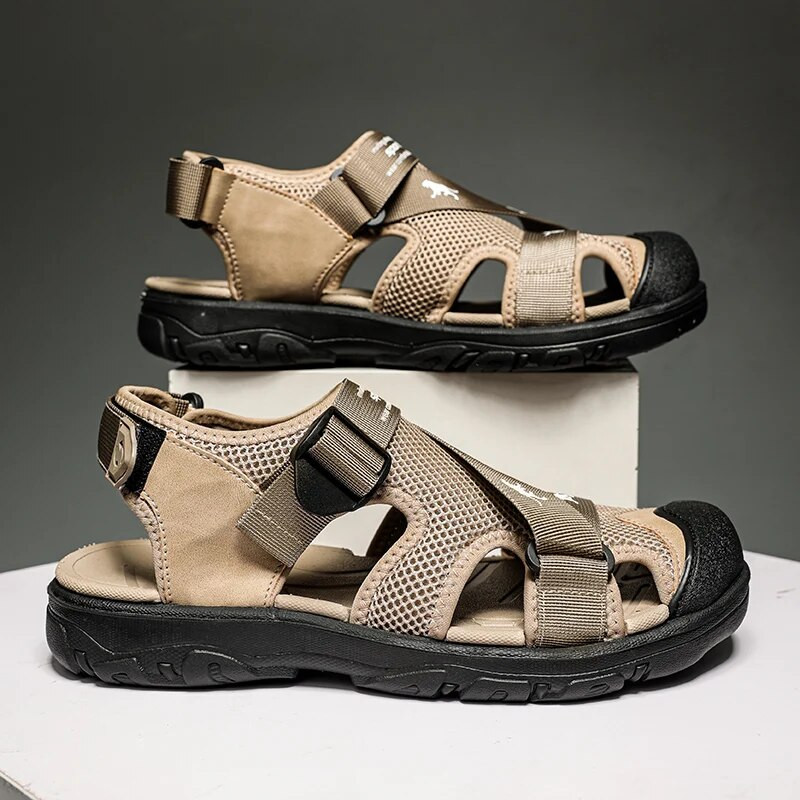 Vīriešu pārgājienu sporta sandales, sporta sandales ar regulējamu 3 siksnu dizainu, vieglas, neslīdošas, arkas atbalstu un ērtas