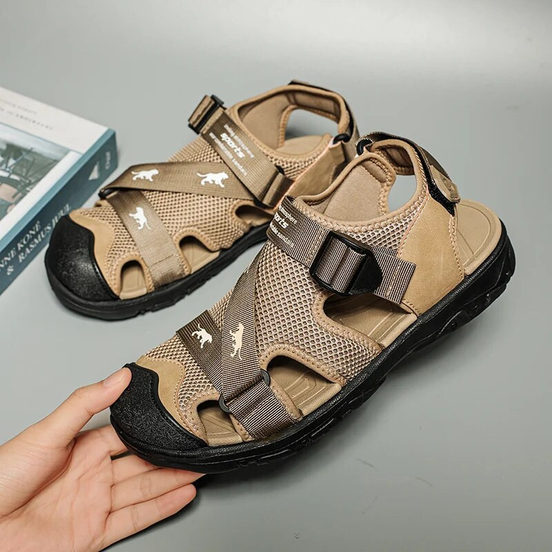 Vīriešu pārgājienu sporta sandales, sporta sandales ar regulējamu 3 siksnu dizainu, vieglas, neslīdošas, arkas atbalstu un ērtas