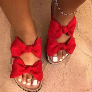 2024 Дамски летни нови сандали с панделка с плоско дъно Домашни двойни панделки Модни плажни издръжливи чехли 36-43