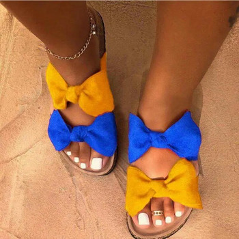 2024 Дамски летни нови сандали с панделка с плоско дъно Домашни двойни панделки Модни плажни издръжливи чехли 36-43