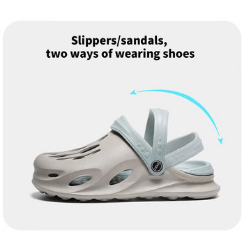 2024 Летни мъжки модни плажни сандали Чехли с дебела подметка Водоустойчиви противоплъзгащи се сандали Джапанки Неплъзгащи се пръсти Обувки с EVA дупки