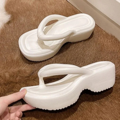 Sieviešu modes čības, biezas zoles, ķīļveida papēži, sandales meitenēm, āra slidkalniņi Neslīdoši mājas čības