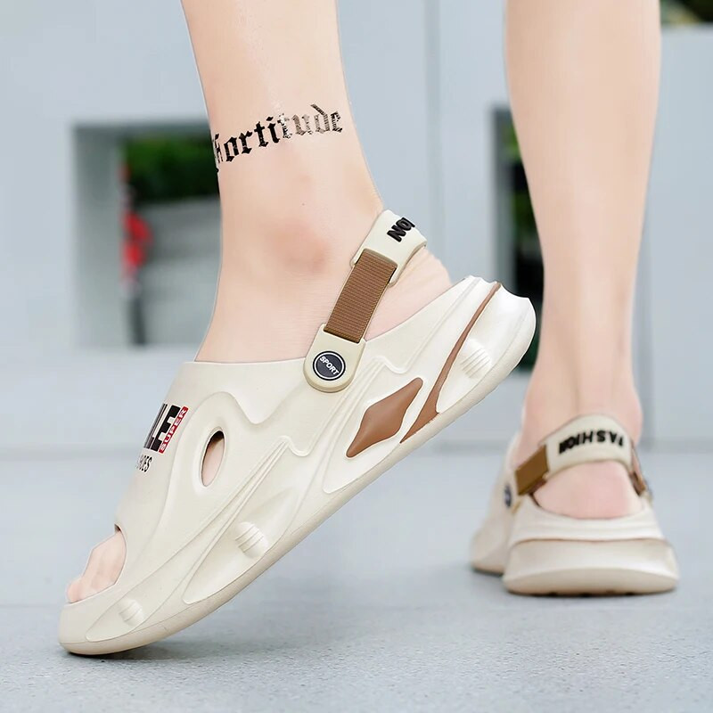 Modes vīriešu āra sandales Čības Pludmales Ērtas, mīkstas zoles koka tupeles Vīriešu ikdienas apavi Dārza apavi Vīriešu sieviešu pludmales sandales