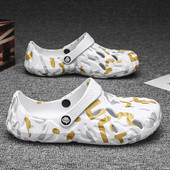 Férfi Nyári Hole Cipők Viselés Graffiti Trend Otthon Párok Csúszásmentes Lyukas szandálok Baotou Papucsok Férfi Diákok Platform szandálok 49