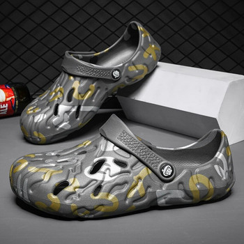 Мъжки летни обувки с дупки Облекло Graffiti Trend Домашни двойки Неплъзгащи се сандали с дупки Baotou Чехли Студентски сандали на платформа 49
