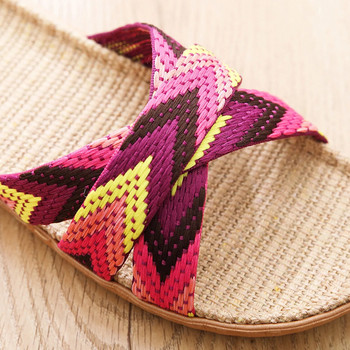 2024 Νέα casual αθλητικά παπούτσια για παντόφλες για το σπίτι Καλοκαιρινά μικτά χρώματα Δάπεδο Γυναικεία φλατ Παπούτσια Σταυρός λινό παντόφλα
