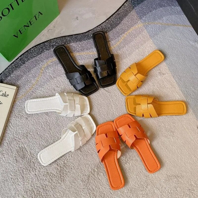 Vasaras čības sievietēm, plakanas, greznas āra pludmales čības Sieviešu sandales Moderns Zīmols Dizains Slaidi Kurpes Sievietei 2023. g. liels 43. izmērs