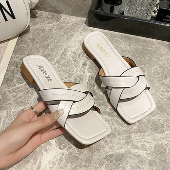 2024 Летни плоски чехли за жени Домакински неплъзгащи се дамски обувки Сандали с ниски токчета Модни меки домашни чехли Дамски