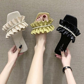 Pludmales apavi seklas čības, plakanas slīdkurpes Sieviešu 2024. gada vasara, gumijas pamata PU kroku sekli, plakani apavi sievietēm Summe