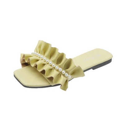 Pludmales apavi seklas čības, plakanas slīdkurpes Sieviešu 2024. gada vasara, gumijas pamata PU kroku sekli, plakani apavi sievietēm Summe