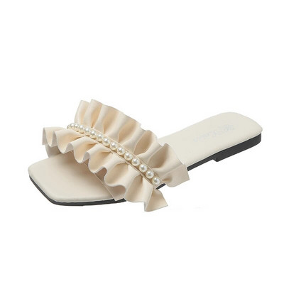 Pludmales apavi seklas čības, plakanas slīdkurpes Sieviešu 2024. gada vasara, gumijas pamata PU kroku sekli, plakani apavi sievietēm Summe