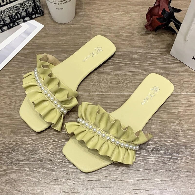 Pludmales apavi seklas čības, plakanas slīdkurpes Sieviešu 2024. gada vasara, gumijas pamata PU kroku sekli, plakani apavi sievietēm Summe