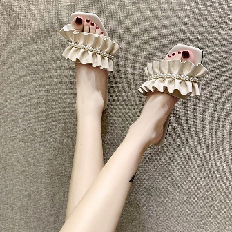 Pludmales apavi seklas čības, plakanas slīdkurpes Sieviešu 2024. gada vasara, gumijas pamata PU kroku sekli, plakani apavi sievietēm Summe