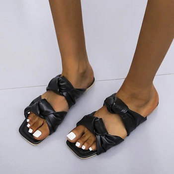 Παπούτσια με κόμπους πεταλούδας καλοκαιρινά τσόκαρα Γυναικείες γυναικείες παντόφλες Μεγάλο μέγεθος τσουλήθρες Low Beach 2023 PU Fabric Scandals Basic Butterfly-knot