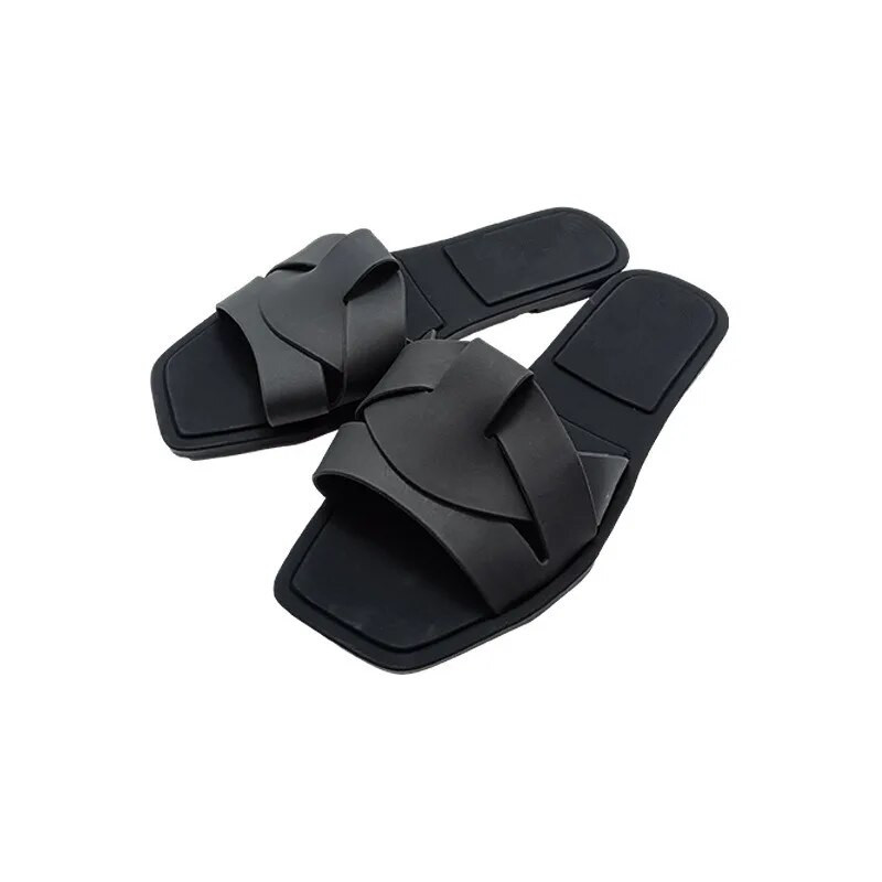 2024. g. Sievietēm jaunas čības ar plakanu apakšu Sieviešu galvas mājas čības Ikdienas vienkrāsainas Vienkāršas sandales čības