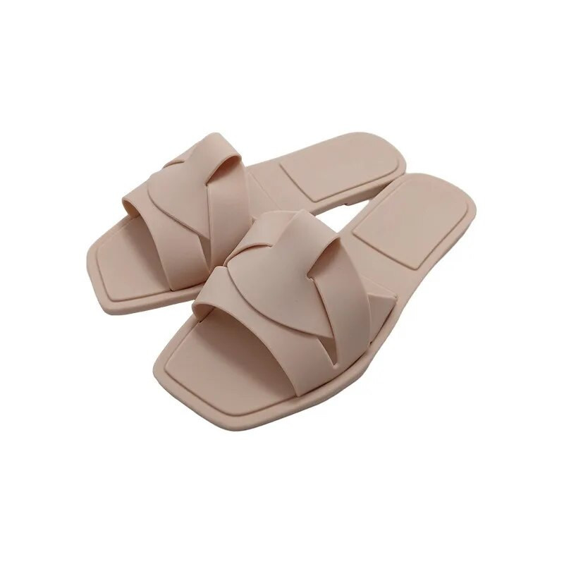 2024. g. Sievietēm jaunas čības ar plakanu apakšu Sieviešu galvas mājas čības Ikdienas vienkrāsainas Vienkāršas sandales čības