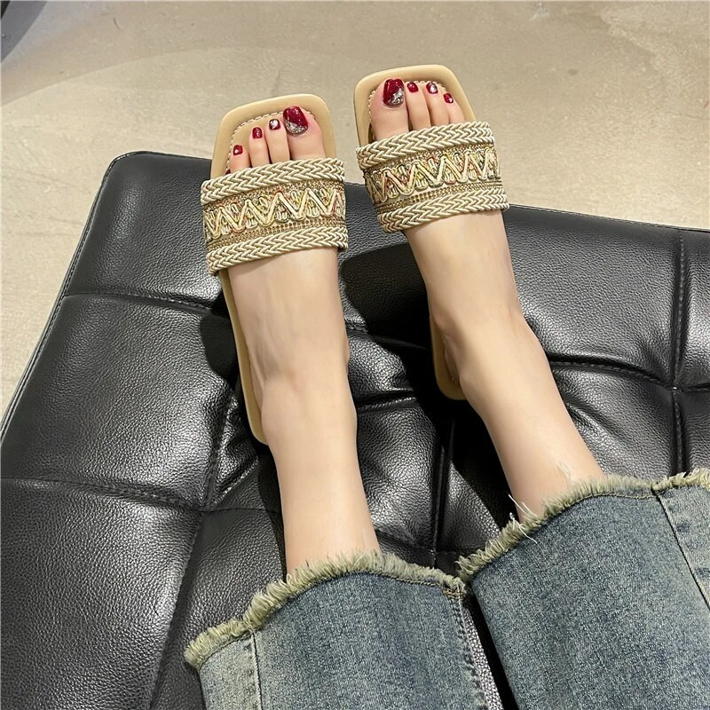 Cipők Alacsony papucsok Puha papucsok Női Csúszdák Divat Shale Női Beach Comfort Flat 2024 Luxus Gumi Basic