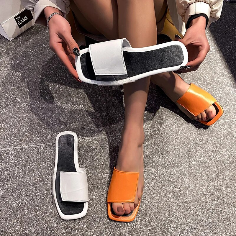 Slingback Flats Női papucsok Nyári divat 2023 Nyári Szandálok Új márka Causal Strandcsúszdák Női Flip-flop Zapatillas Mujer