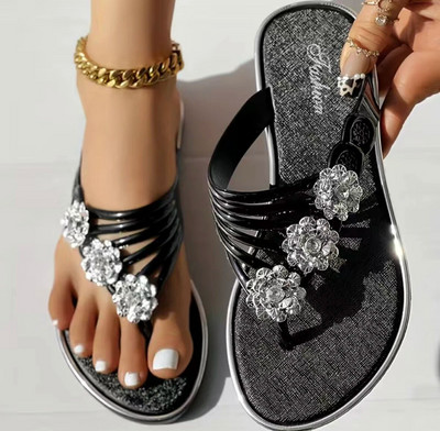 Sieviešu puķainas, plakanas flip Flops vasarā ar vaļēju purngalu, neslīdoši slīdkurpes Modes āra pludmales slidkalniņu sandales