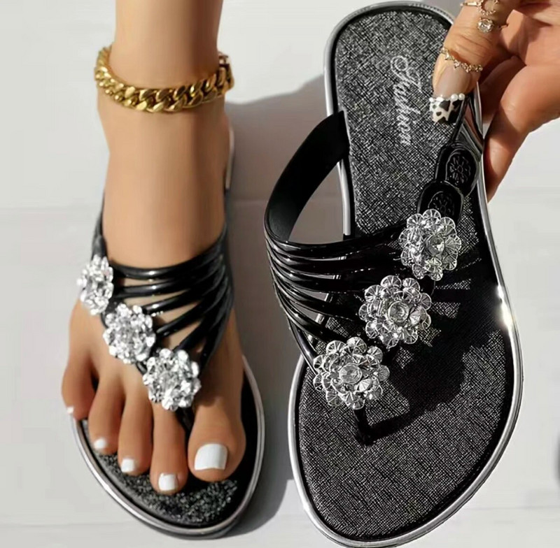 Sieviešu puķainas, plakanas flip Flops vasarā ar vaļēju purngalu, neslīdoši slīdkurpes Modes āra pludmales slidkalniņu sandales