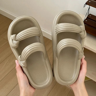 Sieviešu čības 2024. g. vasara, jauna mode, neslīdoši pludmales āra sandales Sieviešu masīvi atvērti pirksti mājas iekštelpu apavi