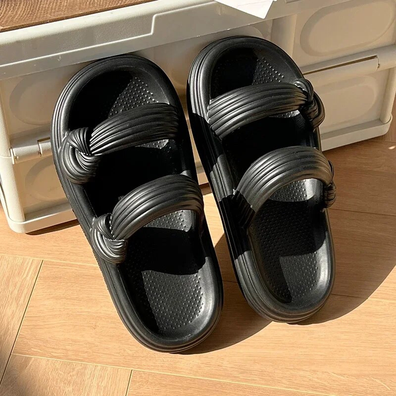 Sieviešu čības 2024. g. vasara, jauna mode, neslīdoši pludmales āra sandales Sieviešu masīvi atvērti pirksti mājas iekštelpu apavi