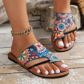 Bohēmijas plakanas apavi sievietēm 2024. gada vasarā, jauni modes saspraude Gladiatora čības sievietēm, mīkstas pludmales čības Zapatos De Mujer