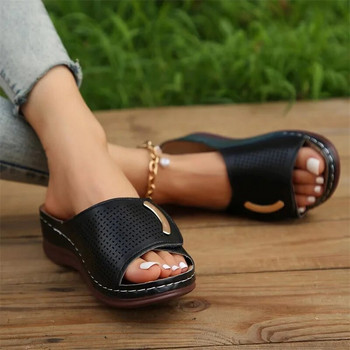 Дамски чехли с издълбани клинове Дамски летни 2023 г. Удобни дишащи сандали на платформа Дамски нехлъзгащи се джапанки Плюс размер 41 Mujer