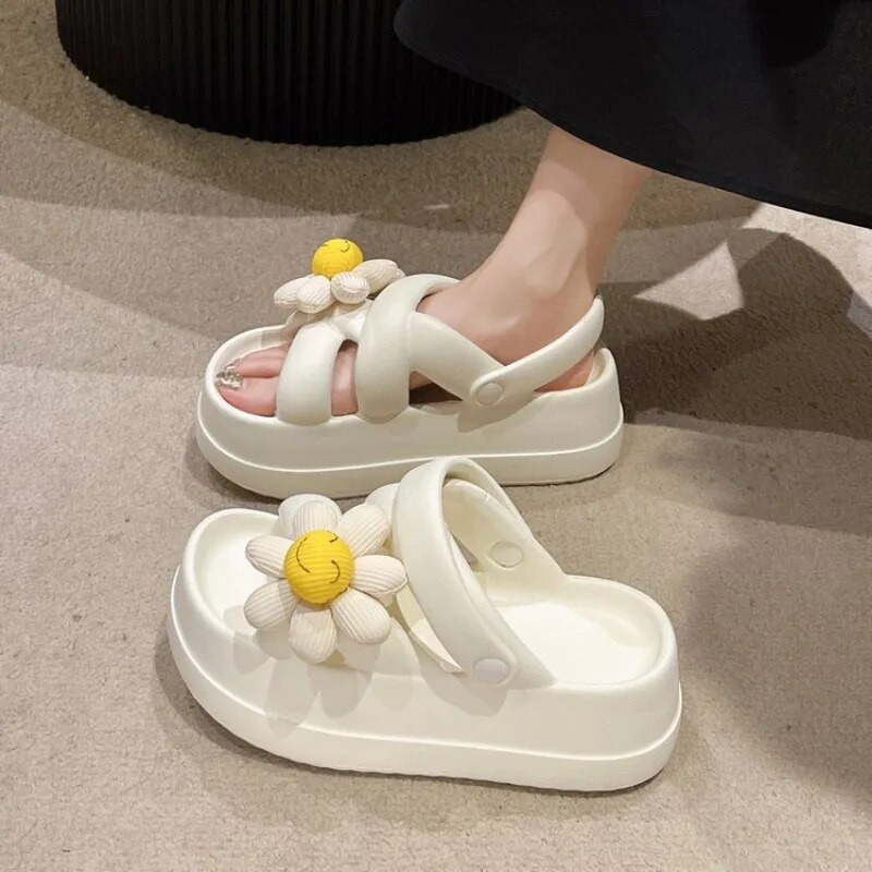 Női szandál Nyári EVA Kereszt Egyszínű Vastag Talp Szín Két Viselés Hétköznapi Szandál Női Barkács kiegészítők Nyári Papucsok