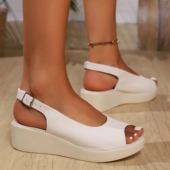 Летни дамски сандали с големи размери с отворени пръсти Обувки с платформа на танкетка Модни дамски удобни дамски ежедневни обувки