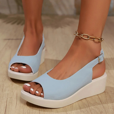 Vasaras liela izmēra sieviešu sandales, ķīļveida platformas kurpes Modes Sieviešu komforts pastaigas Sieviešu ikdienas apavi