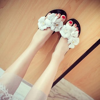 Размер 36-40 Дамски джапанки Summer Femmes Flower Flats Чехли Обувки Mujer Beach Sandals Bohemia Slides Soft Chaussures Y13