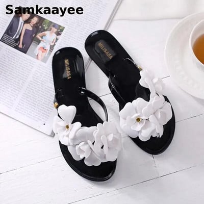 Размер 36-40 Дамски джапанки Summer Femmes Flower Flats Чехли Обувки Mujer Beach Sandals Bohemia Slides Soft Chaussures Y13