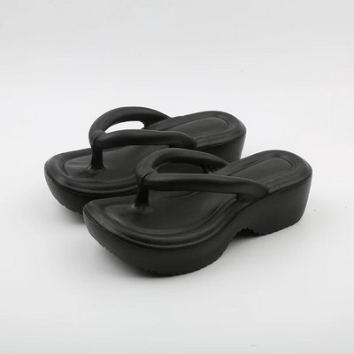 Női, vastag alsó ékek, papucsok 2024-es nyári csíptetős orrú, vaskos platformszandálok női Eva csúszásmentes kültéri papucsok