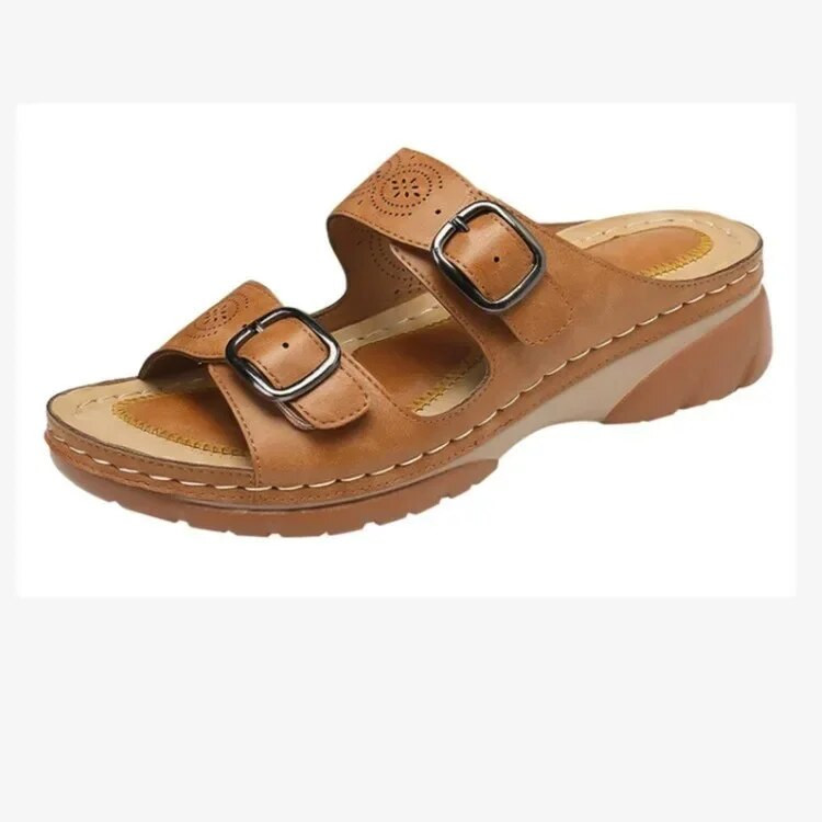 2023. gada Ķīļi Sandales Apavi sievietēm Modes Jostas sprādzes Platforma āra pastaigu čības Neslīdoši, atvērti purngaliem Sieviešu apavi