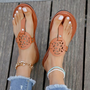 Дамски чехли Извън ежедневни плажни дамски обувки Летни нови равни джапанки Сандали с щипка за ходене на пръстите Римска катарама Дамски пързалки