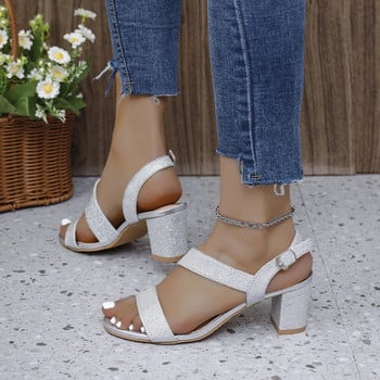 Дамски сандали 2024 Летни дамски сандали с кръстосани връзки Модни блестящи отворени пръсти Елегантни дамски обувки Удобни секси сандали